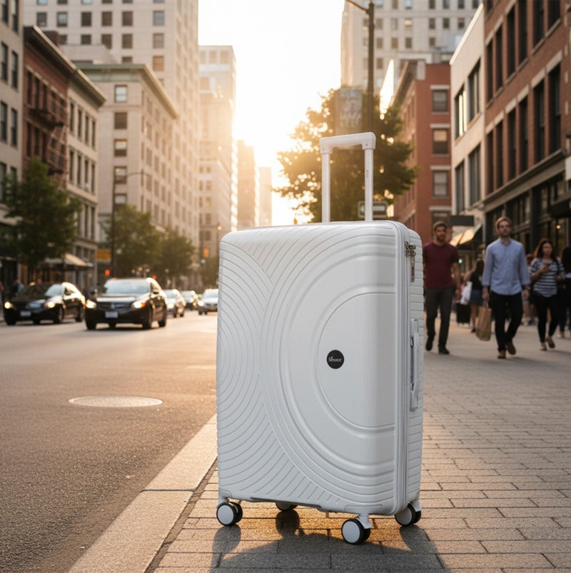 SENATOR Unisex Hard Case Large Checked Luggage Lightweight PP Fashion Trolley Luggage with 360° Degree 4 Twin Wheel and Safe Zippers KH1010 Light Grey - Image 2